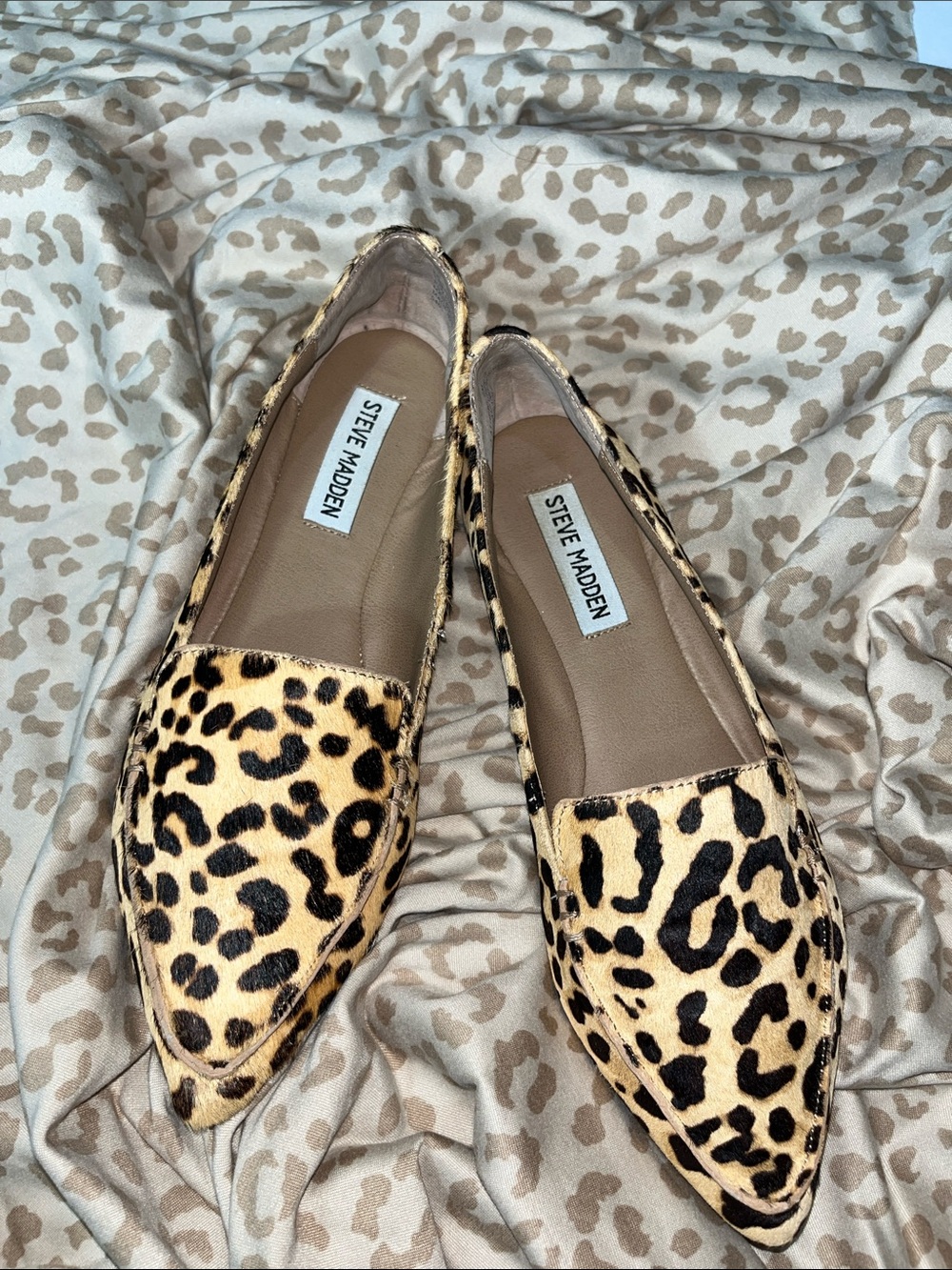 Steve Madden Leopard-Print Pointed Toe Flats in Yellow and Black